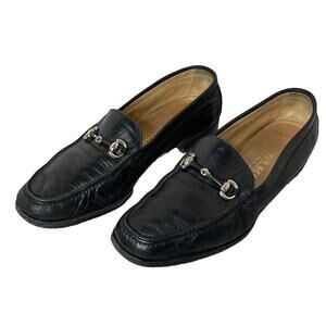 GRAVATI Per Arthur Beren Women 7.5 Black Leather Loafer Equestrian Buckle Italy